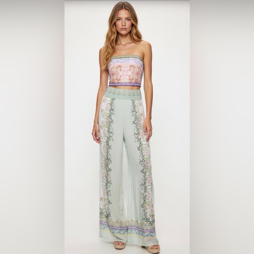 Alice and Olivia Smocked Back Ceresi Top XSmall & Palazzo Pants Small $708 - Picture 12 of 12